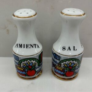 Colorful Vintage Ceramic Salt and Pepper Shakers in Spanish Souvenir